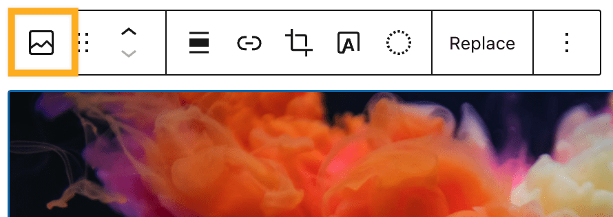 The Transform Icon in the Block Toolbar.
